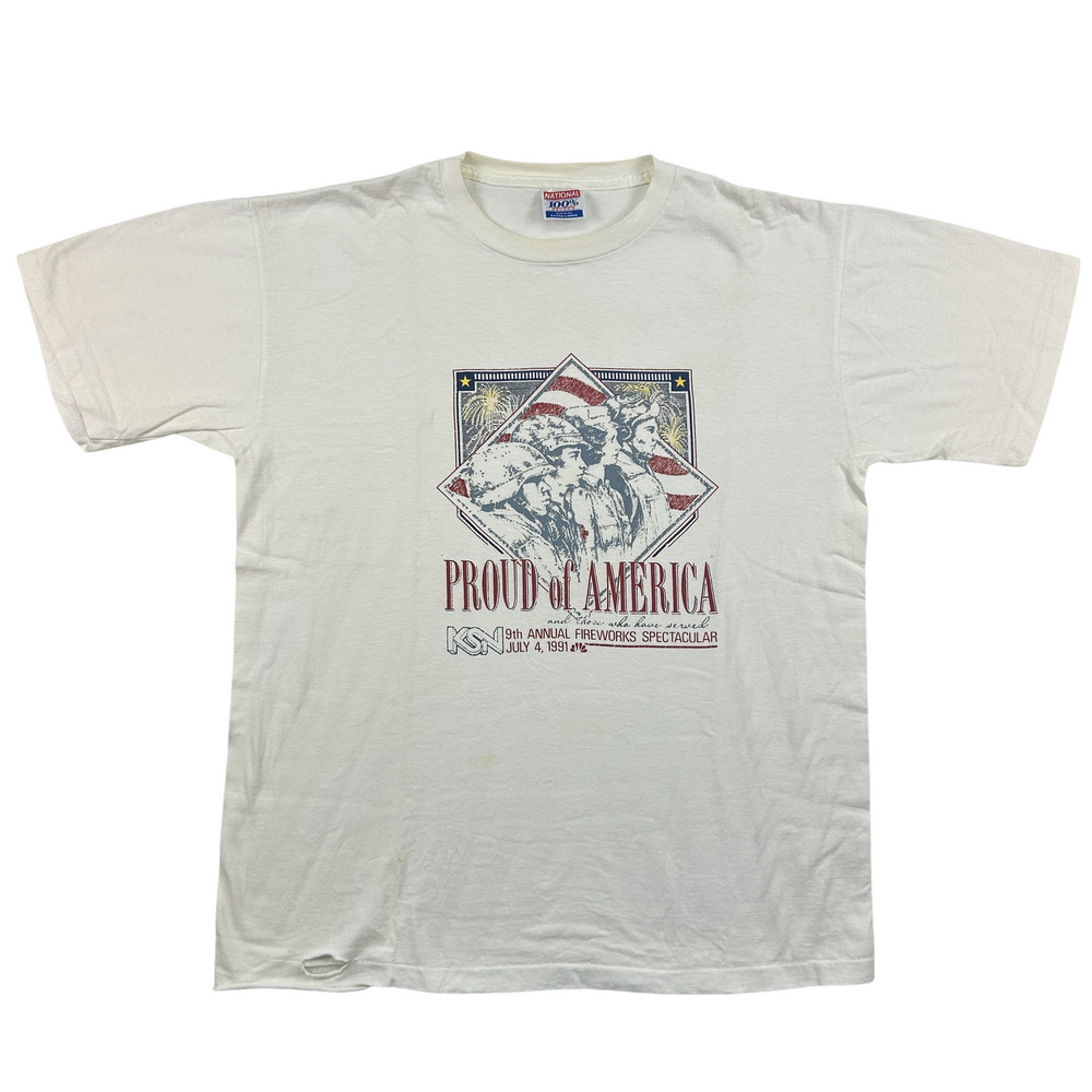 Vintage National T-Shirt Mens XL Proud of America KSN Fireworks 90s USA
